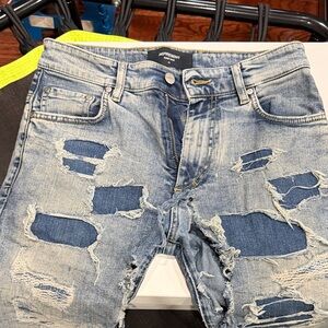 REPRESENT Ripped Light Blue Jeans